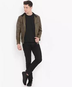 OEM Latest Arrival Genuine Brown Leather Biker Jacket for Men Insulated <b>Padded</b> Long Sleeve Street Style Zip Up Leather Jackets - Product Image 5