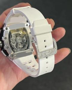 Reloj Cronógrafo de Lujo con Diamantes Incrustados, Diseño Esqueleto, Edición Limitada, Estilo Hip Hop Vintage, Correa de Goma de 20mm - Product Image 3