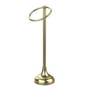 Perchero minimalista de metal con base cilíndrica dorada, fácil de transportar, expositor de encimera, toallero de latón para decoración de baño. - Product Image 2