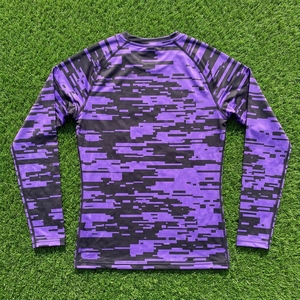 Men Long Sleeve <b>Compression</b> <b>Shirt</b> Purple <b>Black</b> Digital Camo Gym Fitness Running Training Sportswear Performance Base Layer - Product Image 6