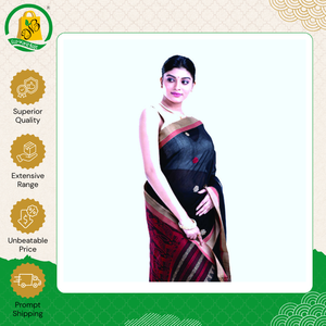 Top Quality Women Wedding and Party Wear Soft & Light Weight Pure Handloom <b>Red</b> Black White Buti Cotton <b>Saree</b> for Sale - Product Image 5
