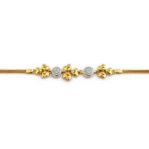 18ct Gold Floral Crystal Link Bracelet for Women Elegant Luxury Chain Jewelry Wedding Party Daily Wear Adjustable Gift - Product Image 3