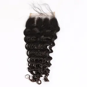 عقدة دانتيل 4x4 بشري شعر بشري شعر برازيلي خام بكر عقدة مصقولة لتجميل السيدات