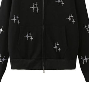 เสื้อฮู้ดดี้ประดับเพชรซิปแบบมีสไตล์ ปี 2026 ดีไซน์ทันสมัยสำหรับทุกเพศ สไตล์ฮิปฮอปแนวสตรีทแฟชั่น ผลิตจากผ้าฝ้ายฟลีซ 100% ให้ความอบอุ่นในฤดูหนาว - Product Image 5