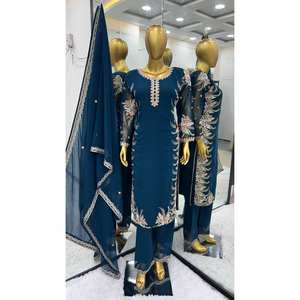 Women's Heavy <b>Embroidery</b> Work Party Wear Top Bottom and Dupatta <b>Set</b> - Product Image 2