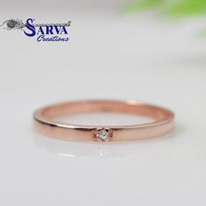 Elegante Anillo de Oro Rosa con Gema de Circonita Cúbica y Plata de Ley 925 con Acento de Moissanita, Anillo de Boda Minimalista, Joyería de Compromiso - Product Image 5