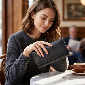 Genuine Leather Designer Soft Napa Finish Women Purse <b>Wallet</b> with <b>RFID</b> and Large Card Holding Capacity Clutch for Ladies - Product Image 4