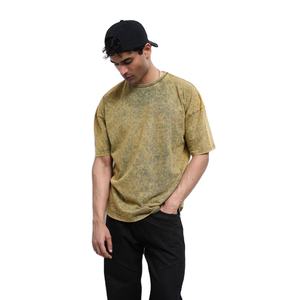 T-shirts vintage lavés pour hommes en coton lourd surdimensionné 100% coton blanc lavé à l'acide t-shirt à manches courtes pour hommes - Product Image 1