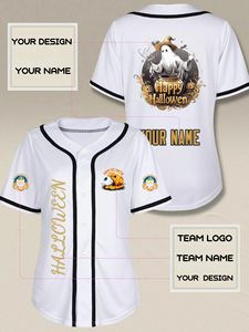Custom White Baseball Jersey Button Up Graphic Print Team Shirt Black <b>Piping</b> Short Sleeve Sportswear - Product Image 3