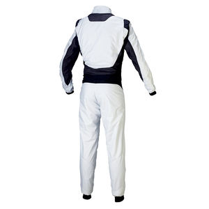 Combinaison de karting personnalisable grande taille, blanche, avec fermeture éclair avant, légère, respirante, coupe-vent, en polyester/nylon, OEM - Product Image 6