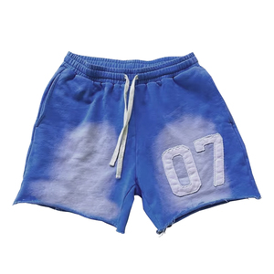Pantalones Cortos Deportivos de Felpa Francesa Personalizados OEM, 100% Algodón, Impresión Serigrafiada, Estilo Vintage Desgastado, Lavado Ácido, para Hombre - Product Image 1