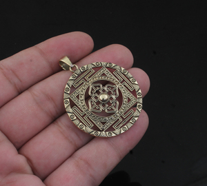 Designer Inspired Vintage Gold 925 Sterling <b>Silver</b> Victorian Style Embossed <b>Coin</b> <b>Necklace</b> Retro Matte Jewelry Bezel Setting - Product Image 1