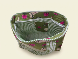 Quilted <b>Canvas</b> Tote Bag Zipper Closure Cotton Fashion Printed Shoulder <b>Handbag</b> Large Capacity Shopping Carryall for Daily Use - Product Image 3