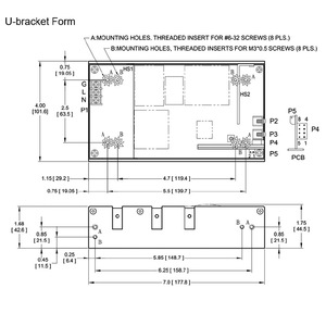 Alimentation médicale 24V 16.67A de type châssis ouvert 400W max. Refroidissement par convection ou 500W max. à 30 CFM, refroidissement par air forcé, classe BF - Product Image 2
