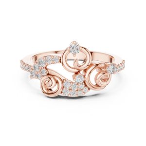 Anillo de Diamantes Cultivados en Laboratorio LUNA SWIRL para Mujer, Oro Rosa de 18 Quilates con Baño de Rodio, Estilo Minimalista para Compromiso, Fiesta, Boda o Uso Diario - Product Image 1