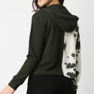 Sudadera con Capucha para Mujer, de Forro Polar, Impermeable, Cortavientos, Transpirable, Mezcla de Poliéster/Algodón, Color Tie Dye Asimétrico - Product Image 6