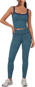 Seamless Striped Yoga <b>Set</b> Women 2 Piece <b>Gym</b> Wear High Waist Leggings Sports Bra Fitness Workout Activewear Wholesale - Product Image 6
