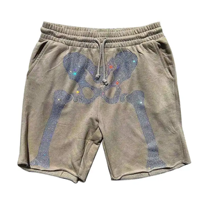Shorts de survêtement décontractés surdimensionnés pour hommes, couleur unie, en toile, pour l'été, avec taille ajustable, 100 % coton respirant - Product Image 4