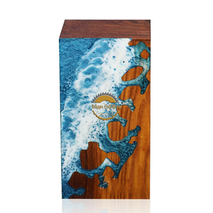 Resin Art Ocean Wave <b>Vase</b> Unique Handmade Decorative Wooden Urn Epoxy Home & Office Memorial Ashes Keepsake Display by AYAANS - Product Image 6