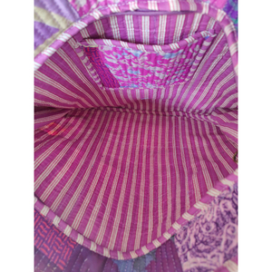 Bohemian Cotton Tote <b>Bag</b> Panelled Purple Pink <b>Patchwork</b> Open Top Shopping <b>Bag</b> All Seasons Style - Product Image 6