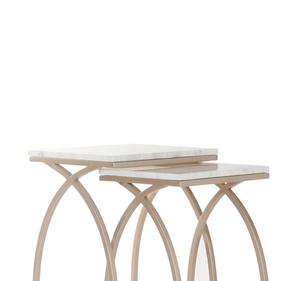 Modern Rectangle Marble Top <b>Side</b> <b>Table</b> With Rose <b>Gold</b> Metal Base Indoor Living Room Decor Accent Piece - Product Image 2