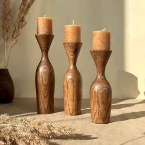 Portavelas Decorativo de Madera Hecho a Mano, Color Marrón, Estilo Moderno, para Decoración de Mesa de Boda - Product Image 5