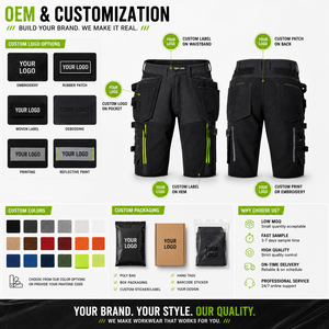 <b>Work</b> <b>Cargo</b> Shorts Comfort Elastic Waistband Breathable Quick Dry Multi Pockets High Quality Polyester/Cotton Men Knee Length - Product Image 5
