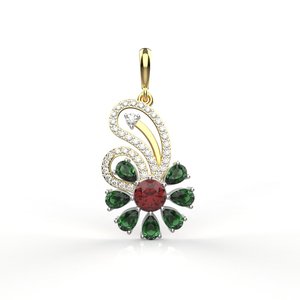 Yellow Gold Diamond Pendant With Round Brilliant Cut Religious Design Women's Jewelry - Product Image 2