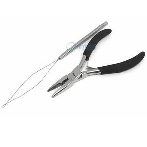 Pince à démonter les extensions capillaires en acier inoxydable durable de 5 pouces avec rainures horizontales, double ressort et aiguille à boucle à prise souple - Product Image 1