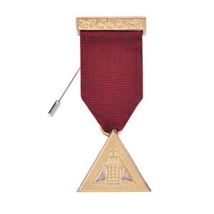 Custom Past Sovereign Master Allied Masonic Degrees Breast Jewel Gold Plated Square <b>Compass</b> Medal with Green Ribbon - Product Image 3