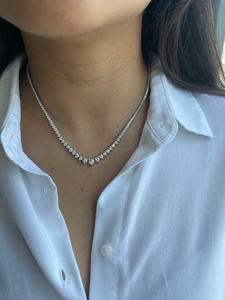 Women's Rhodium Plated Cubic Zirconia <b>Choker</b> Necklace Round Brilliant Prong Setting Snake Chain Classic Style Daily Wear - Product Image 4