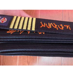 Ceinture d'arts martiaux dorée unisexe pour l'entraînement au Jiu-Jitsu, au Karaté et au Judo, en tissu sergé de coton et de polycoton, longueur 180-360 cm, haute qualité - Product Image 5