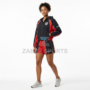 Women's Summer <b>Workout</b> Matching Set Premium Cropped Active <b>Jacket</b> and Shorts Ladies Dynamic Sportswear Two Piece Set - Product Image 5