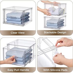 4 Pack 18QT Clear <b>Plastic</b> Storage <b>Drawers</b> & Carts <b>Stackable</b> Closet Organizers for Kitchen & Bathroom Easy Assembly Required - Product Image 5