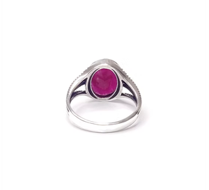 Anillo de Plata de Ley 925 con Rubí Natural - Joyería Artesanal con Gema Ovalada |   Anillo Triple Vintage - Product Image 4