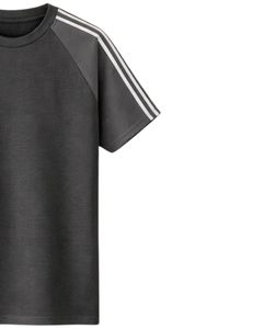 Charcoal Grey <b>White</b> Raglan Sleeve <b>TShirt</b> Men Casual Summer Crew Neck Striped Shoulder Breathable Cotton Soft Comfortable Wear - Product Image 4