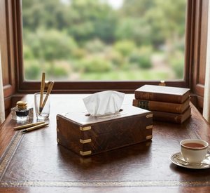 Luxury Antique Wooden Brass Inlay <b>Tissue</b> Box Holder Handcrafted Rosewood Rectangular <b>Paper</b> Storage Organizer Case Decor - Product Image 5