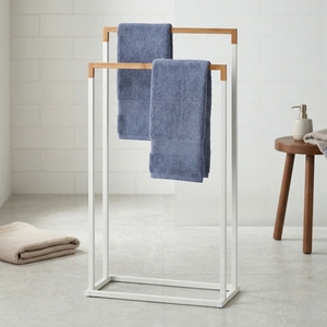 MIT Housewares Porte-serviettes double en bambou de luxe Meubles de rangement modernes avec cadre en métal disponibles en gros pour les ménages - Product Image 2