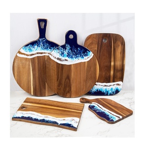 Planche à découper au design unique Planche à découper en bois d'acacia et en résine Planche à découper en bois pour cuisine et hôtel - Product Image 2