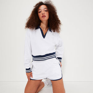 Nouvelle conception personnalisée, ensemble de survêtement blanc 2 pièces pour femme, sweat-shirt court Crocetta, sweat à capuche et short pour femme, ensemble de shorts pour femme - Product Image 1