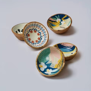 ชามไม้พิมพ์ลายภายในรูปลอกชามไม้สลัดผลไม้ทำด้วยมือชามสลัดไม้ผิวสำเร็จธรรมชาติเป็นมิตรต่อสิ่งแวดล้อม - Product Image 4