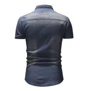 2026 <b>Mens</b> Oversized Vintage Denim Shirt Washed 9oz Cotton Fabric <b>Short</b> Sleeve Summer Casual Eco-Friendly Quick Dry Customizable - Product Image 6