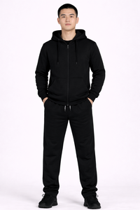 Conjunto Deportivo Premium para Hombre con Capucha en Negro Sólido, Tejido de Mezcla de Algodón y Felpa Ultra Suave y Transpirable para Comodidad Durante Todo el Día, Sudadera con Capucha - Product Image 4