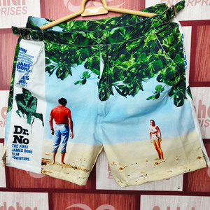 Shorts de bain imprimés pour hommes avec cordon de serrage à la taille, séchage rapide, décontractés, longueur courte, 100 % polyester - Product Image 3