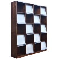 Meuble de classement contemporain en bois massif à 16 compartiments, bibliothèque, étagères flottantes, pour bureau à domicile ou salle à manger