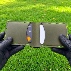 Handmade Genuine Leather Bifold <b>Wallet</b> <b>for</b> <b>Men</b> | Slim Minimalist <b>RFID</b> Protection Flap Closure | Anwar Enterprises | Nylon Lining - Product Image 1
