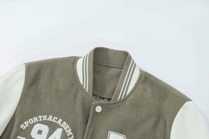 เสื้อแจ็คเก็ตคอร์ดูรอยสำหรับผู้ชาย ปักตัวอักษร M สไตล์สปอร์ตอะคาเดมี 94 ทรงพรีปปี้ ใส่ได้ในฤดูใบไม้ร่วง ทรงปกติ ปกเสื้อแบบพับได้ - Product Image 2