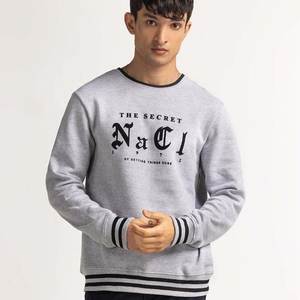 Sudaderas de cuello redondo con logotipo personalizado de algodón 100% para hombres con ropa de calle Boxy Drop Shoulder-Diseño de impresión de lana de alta calidad - Product Image 3