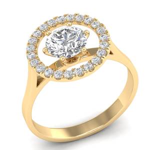 Reyes แหวนเพชรเม็ดเดี่ยวชุบโรเดียมสีทอง14K สำหรับผู้หญิงเครื่องประดับเพชรเม็ดกลมสำหรับปลูกในห้องปฏิบัติการ CVD - Product Image 2