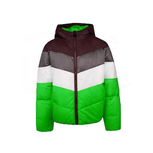 Hooded Color Blocking Puffer Jacket Windproof Casual Winter <b>Coat</b> Polyester Filling Regular Length Unisex Green White Gray <b>Maroon</b> - Product Image 3